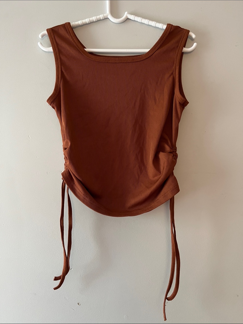 Women's Brown Ruched-Side Tank Top